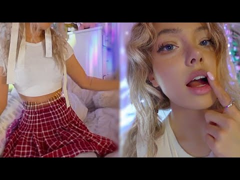 ASMR Soft Face, Lip and Body Tracing | Teeth Tapping (ft. thigh highs, skirt scratching) 🍓