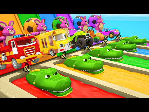 Finger Family Song - Pink hare, Green crocodile and soccer balls - Baby Nursery Rhymes & Kids Songs