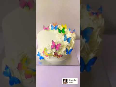 BUTTERFLY THEME CAKE| FRENCH VANILLA| DECORATING TUTORIAL #viral #shortvideo #fypシ #trending #shorts