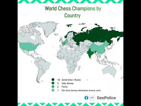 World Chess Championships(vic) by Country! #map #chess #countries #russia #youtubeshorts