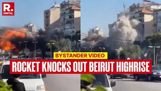 Bystander Video Captures IDF Rocket Knock Out Residential Building In Beirut | IDF Airstrike