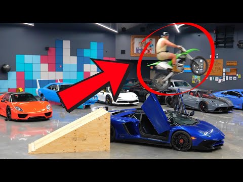 Jumping over a $600,000 Lamborghini Aventador SV