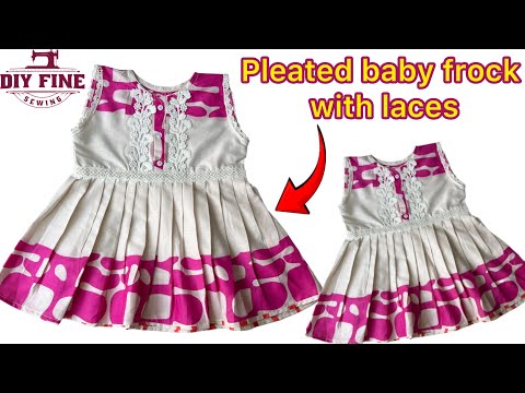 DIY Front Open Placket Pleated Frock || Baby Frock Design || Sewing