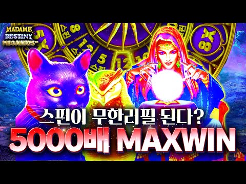 [슬롯머신] 👩🏻‍🦲 마담데스티니 👩🏻‍🦲 MADAME DESTINY MEGAWAYS : 5000배 MAX WIN !! [슬롯]