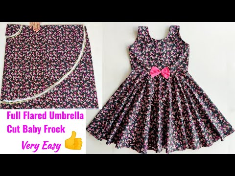 Full Flared Umbrella Cut Baby Frock cutting and stitching | Baby Frock cutting and stitching