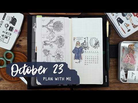 Plan with me: October 2023 | Hobonichi Weeks | Decorating my planner pages