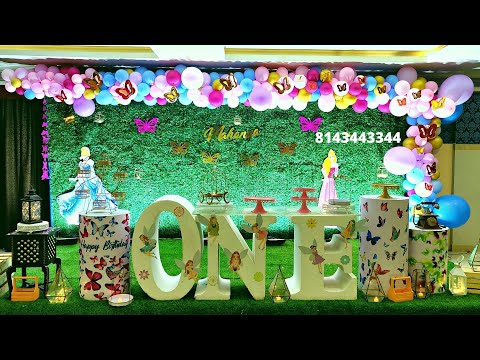 Butterfly theme BALLOON DECORATION |BABY PINK BALLOONS | DIY | How to do | first birthday balloon |