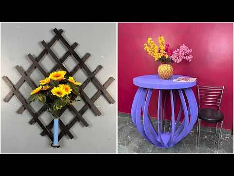 DIY Wall-Mounted Flower Holder & Modern Round Table | Creative Home Decor Ideas