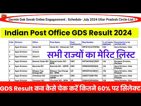 GDS Result 2024 How to check gds result indian post office gds result kaise check kare gds Merit