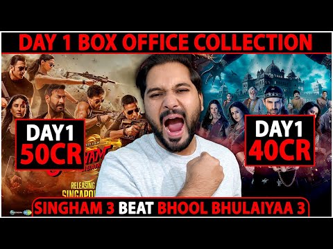 Singham Again vs Bhool Bhulaiyaa 3 Day 1 Box Office Collection India And Worldwide | Singham 3