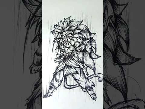 Speed Drawing Stick-man Broly Ssj5😳//#anime #drawing #shorts