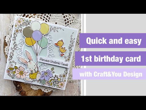 Quick and easy 1st birthday card with @craftyoudesign1288 scrapbooking papers