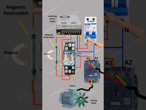 Reed sensor wiring Diagram | Magnetic reed switches to control motor | Reed sensor wiring