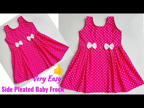 Side pleated baby frock cutting and stitching | Baby Frock cutting and stitching Easy