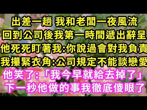 出差一趟 我和老闆一夜風流,回到公司後我第一時間遞出辭呈,他死死盯著我:你說過會對我負責,攥緊衣角:公司規定不能談戀愛,他笑了:「我今早就給去掉了」下一秒他做的事我徹底傻眼了#甜寵#灰姑娘#霸道總裁