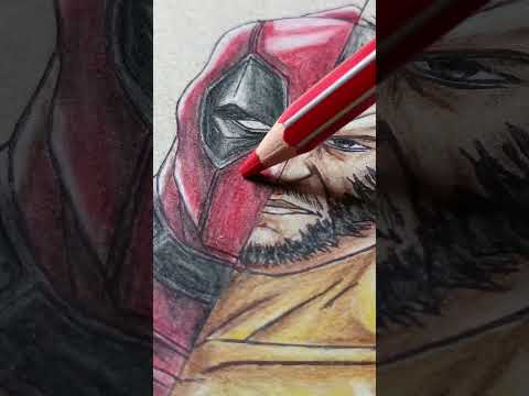 deadpool and Wolverine drawing #sketch #art #marvel #ytshots #shortsfeed #shorts #deadpool #drawing