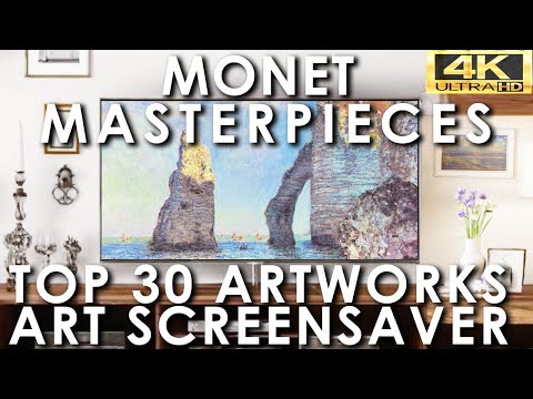 Monet Art Slideshow Top 30 Masterpieces | Famous Paintings Screensaver | No Sound 4K UHD