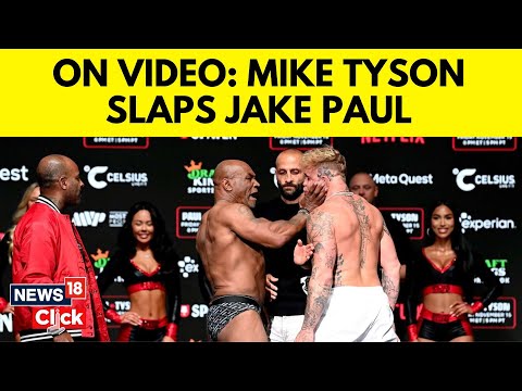 Mike Tyson Vs Paul Fight | Boxing Great Mike Tyson Slaps YouTuber Jake Paul During Final Staredown