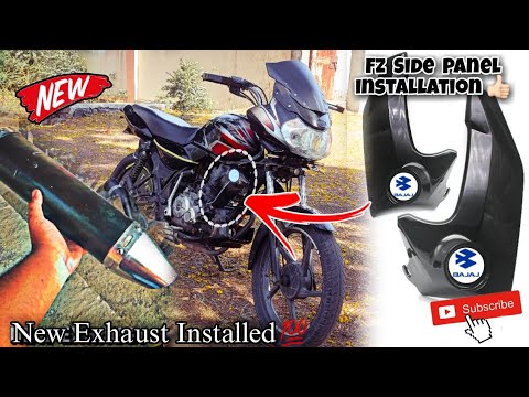 How to install fz Side Panel in bajaj discover or any bike🔥 new exhaust modification 💯 #mscustom