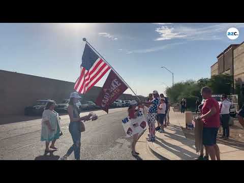 Supporters for both U.S. Senate candidates exchange words outside debate studio