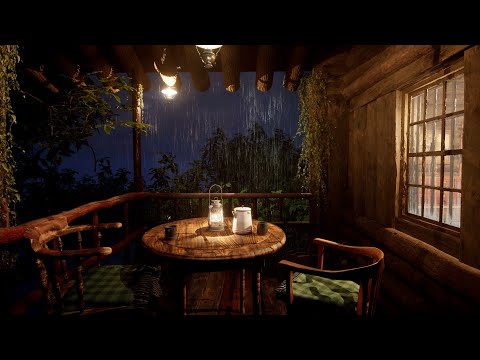 Cozy Log Cabin Ambience With Rain Sounds & Thunder Sounds | Calm Rain | Sleep | Study