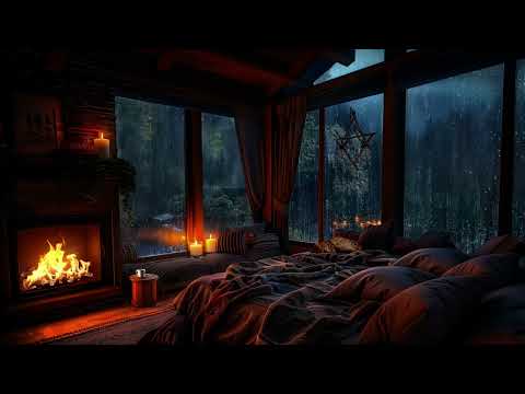 Bedroom Haven - Thunderstorm, Fireplace & Dimmed Lights