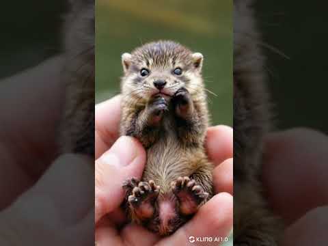 Tiny Otter in Your Hand: Adorable Mini River Explorer! 🦦 #TinyTales  #cute #animals