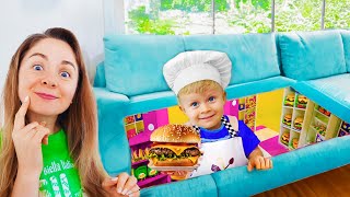 Kids Built a Secret Cafe in their Room - Funny stories for kids