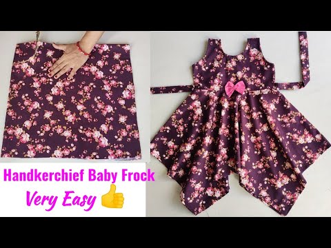 Handkerchief Baby frock Cutting and stitching Step by step | Baby Frock Cutting and stitching