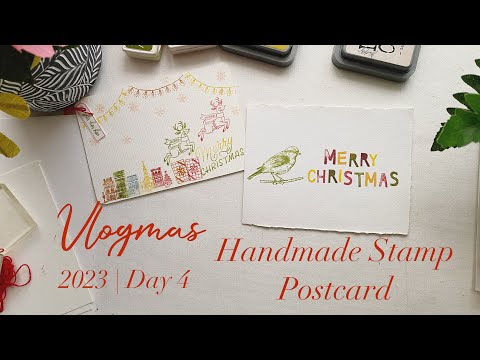 Vlogmas 2023: Day 4 | Handmade Stamp Postcard