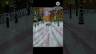 winter cityscape  drawing tutorial for beginners #wintercity   #youtubeshorts #art #shorts #short