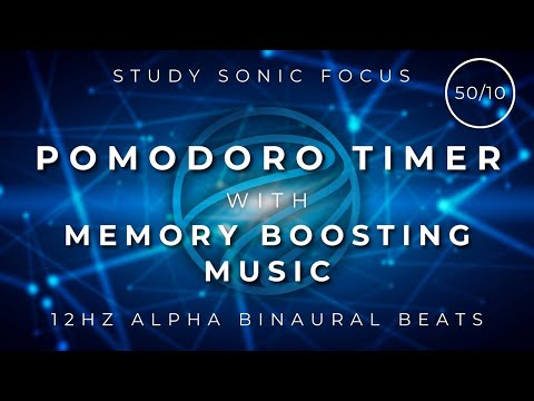 Memory Boosting Music with Pomodoro Timer (50/10) 12Hz Alpha Binaural Beats for Exams, Focus & Study