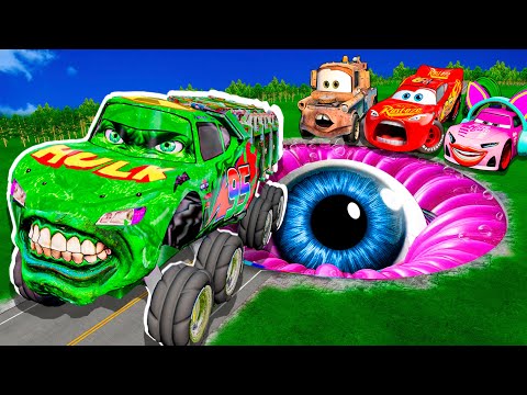 ZOMBIE Pit Transform In HULK Lightning McQueen & Big & Small Pixar Cars! Beam.NG Drive!