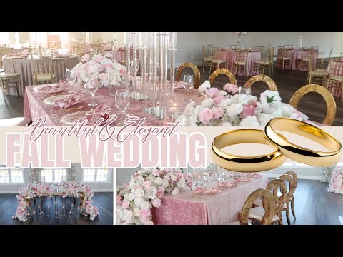 Elegant Pink and Neutral FALL Wedding with a Room Flip| NO BACKDROP| CANDLE CENTERPIECES