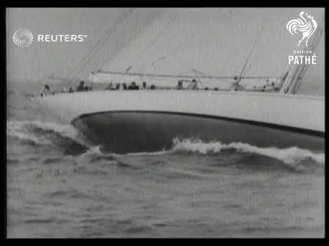 YACHT RACING - Was fourth race a 'foul'? Pictures show Sopwith's hard-fought battle with V...(1934)