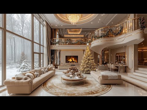 Christmas Holiday Serenity in Warm Luxurious Living Room with Relaxing Jazz 🎄 Smooth Piano Jazz