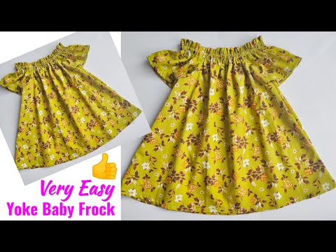 Very Easy Yoke Baby Frock cutting and stitching for 1-2 year