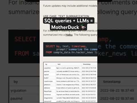 MotherDuck lets users combine SQL queries with LLMs #aitools