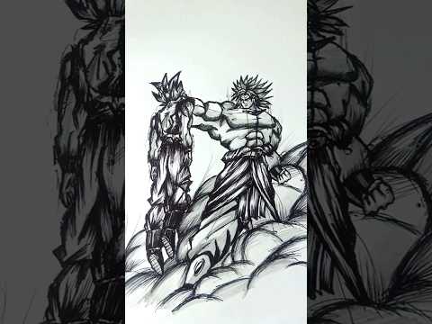 Speed Drawing Stick-man Goku vs Broly 😳//#anime #drawing #shorts