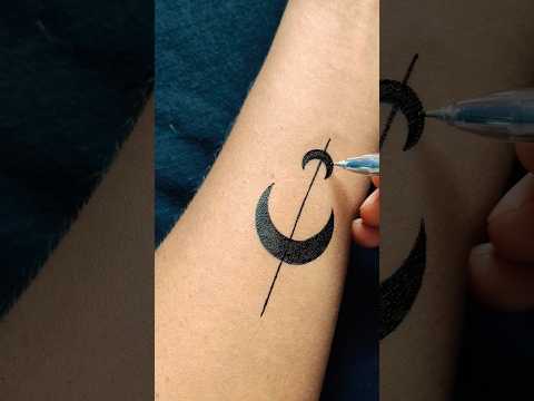 Sword ⚔️ Moon 🌙 very easy and beautiful tattoo idea...........#tattoo #art #drawing #asmr  #mehndi