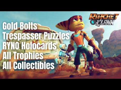 Ratchet & Clank 2016 All Collectibles and Trophies (Gold Bolts, Trespasser Puzzles, RYNO Holocards)