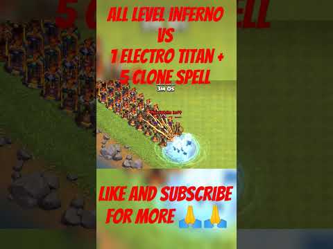 All level inferno Vs 1 electro titan +5 clone spell ll Clash of clans ll#clash #coc #clashofclans