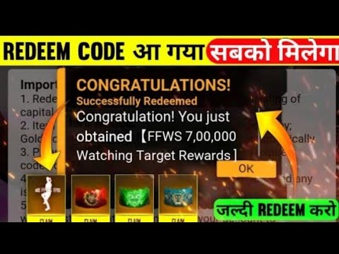 NEW FREE FIRE REDEAM CODE/ LIKE AND SUBSCRIBE FOR MORE VIDEOS..👏👏👏👏👏 subscribe button is here👇👇👇👇