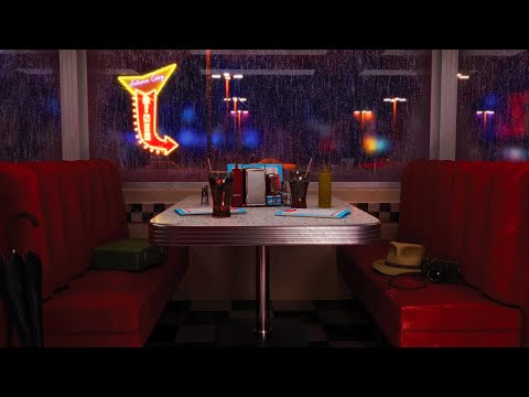 1980s Late Night Diner Ambience: People Chattering, Rain on Window, Retro Diner Sounds