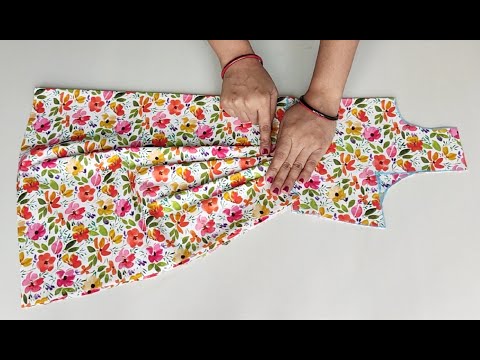 Very Easy Side pleated Baby Frock cutting and stitching| Baby Frock cutting and stitching