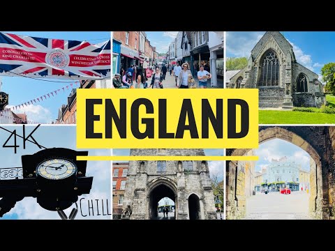 Winchester,England: Cathedral/City Centre.Virtual 4K tour/run worldwide travel n chill music channel