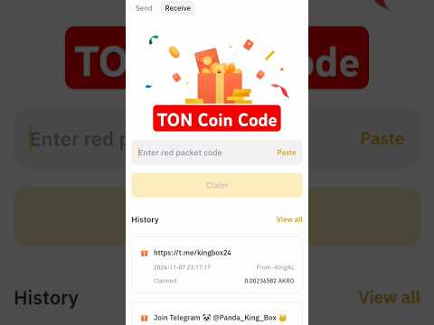 Ton giveaway today 2024 | Binance Red pocket code today | Red Pocket Code #shorts #viralvideo