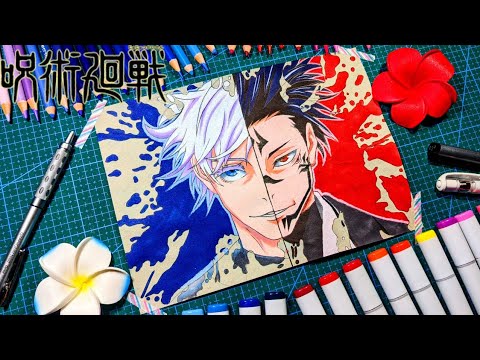 五条vs伏黒宿儺 コーヒーアートで描いてみた| Drawing Gojo vs Sukuna Fushiguro from Jujutsu Kaisen | Coffee art