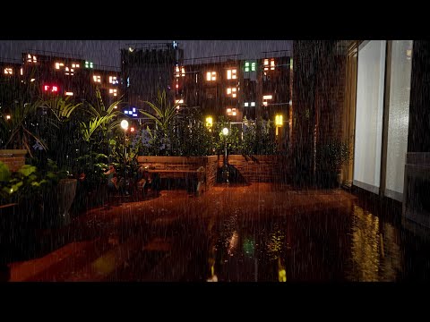 Sound of Rain Coming From The Balcony - Cozy Veranda Views On A Rainy Night | Rain Sounds