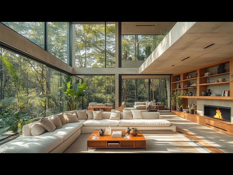 Peaceful Morning in Forest Living Room with Soothing Jazz 🌤️ Piano Jazz Music for Gentle Wake Up